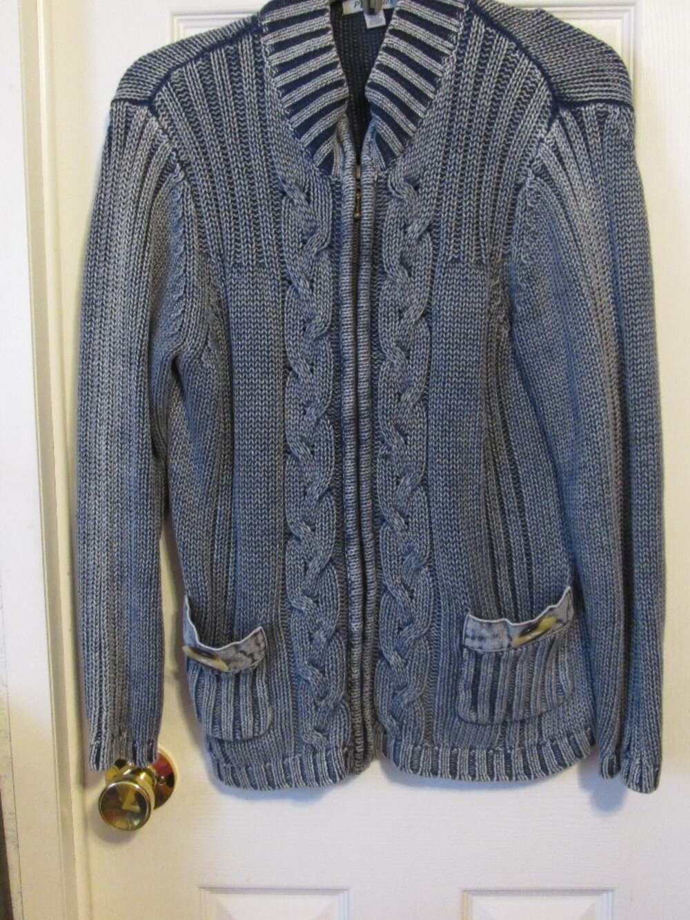 PBJ Blues Women's Full Zip Cardigan Size Medium Blue Ice